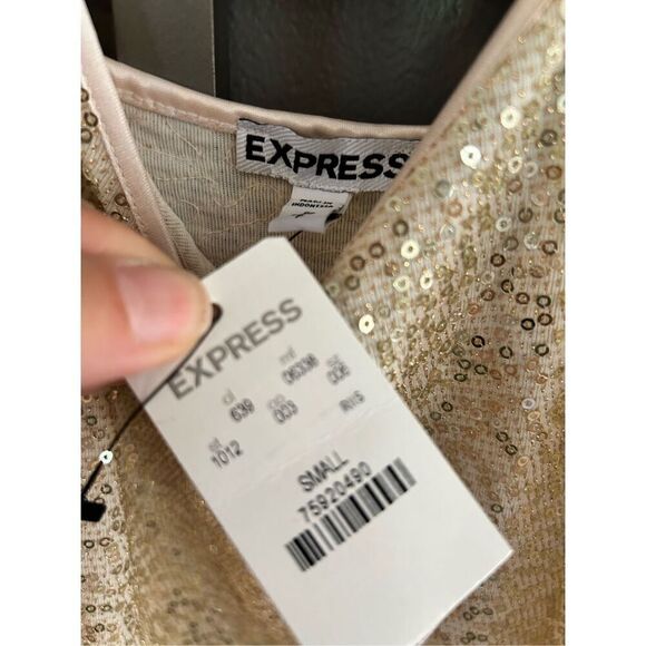 NWT Express gold cream sequins tank top S - Picture 2 of 5